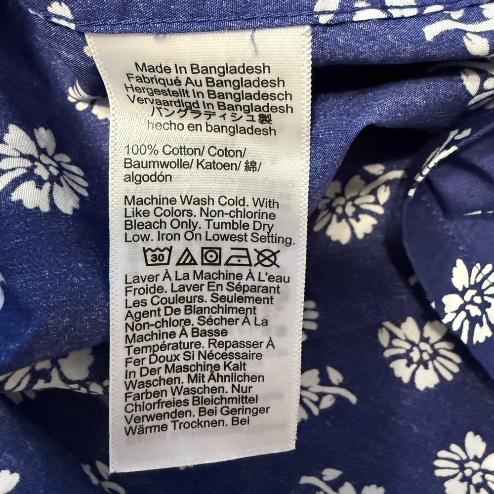 J. Crew Navy Blue Button Down Poplin Pajama Top with White Floral Pattern NWT M - Picture 8 of 11